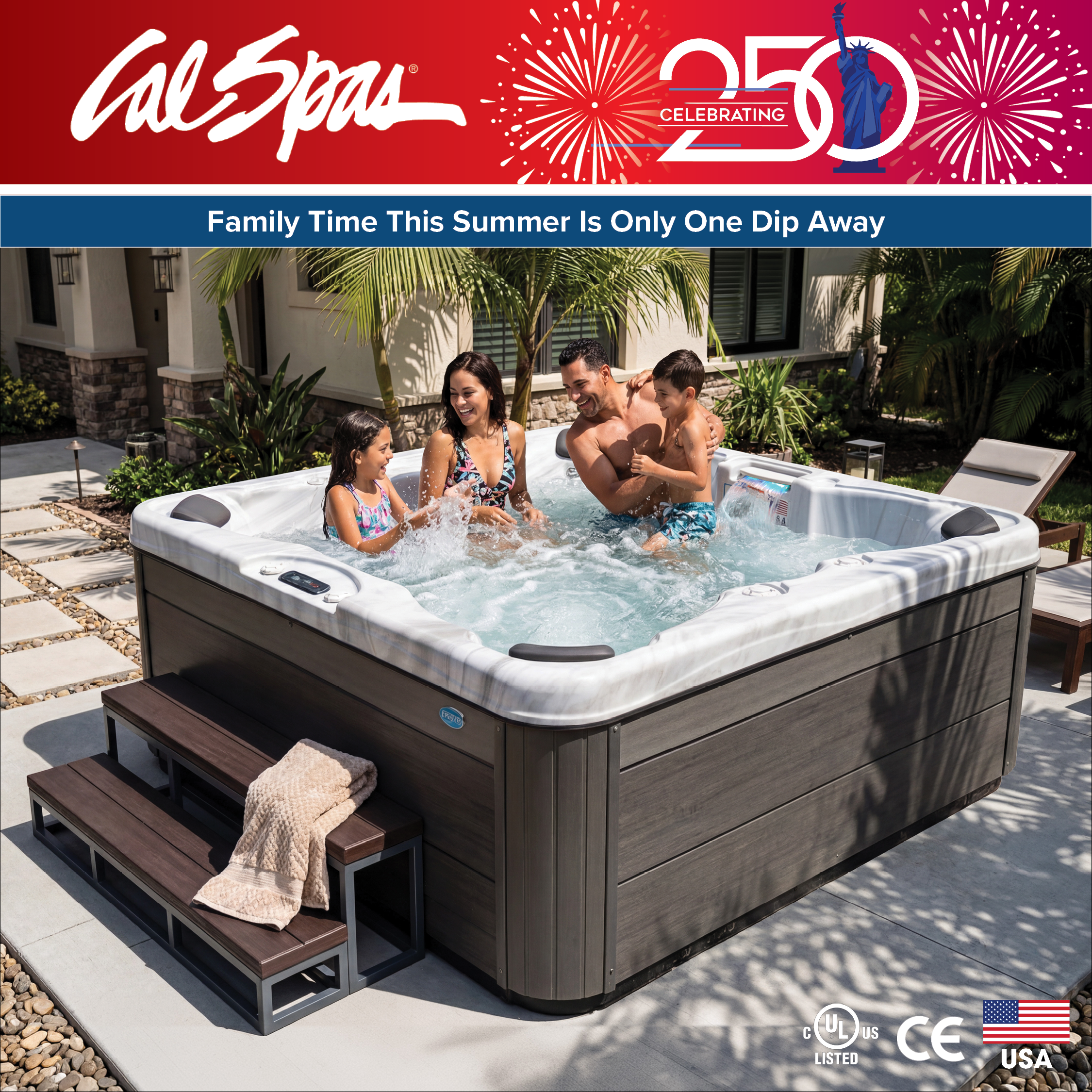 Calspas hot tub being used in a family setting - Tigard